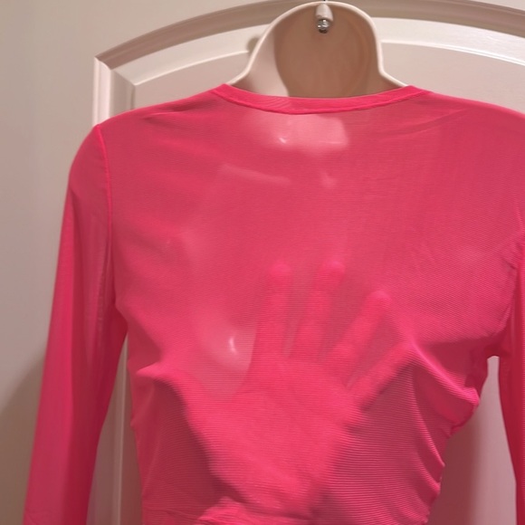 New Pink Marabou long sleeve Blouse - Picture 6 of 8
